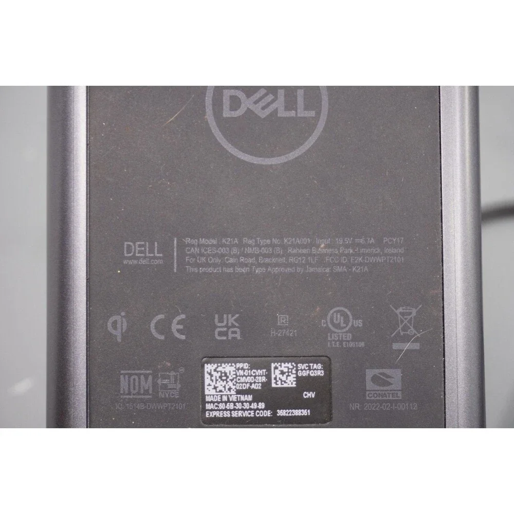 DELL K21A Laptop DUAL Charge DOCKING Station & 180w Power Adapter